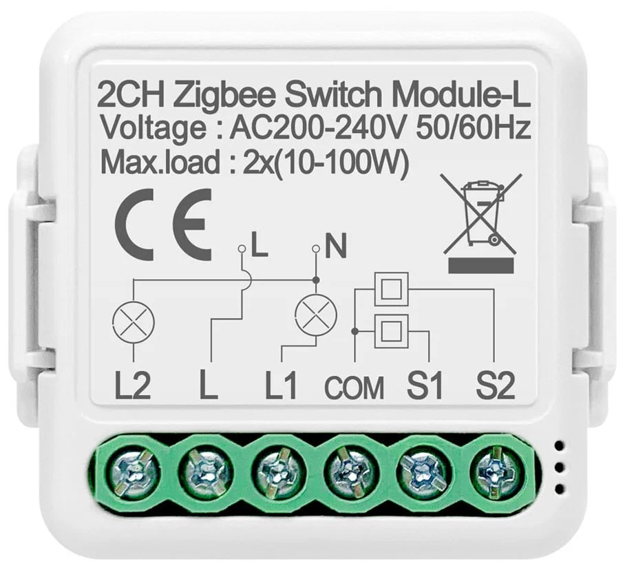 Умный реле двойной ZIGBEE-S10-2C